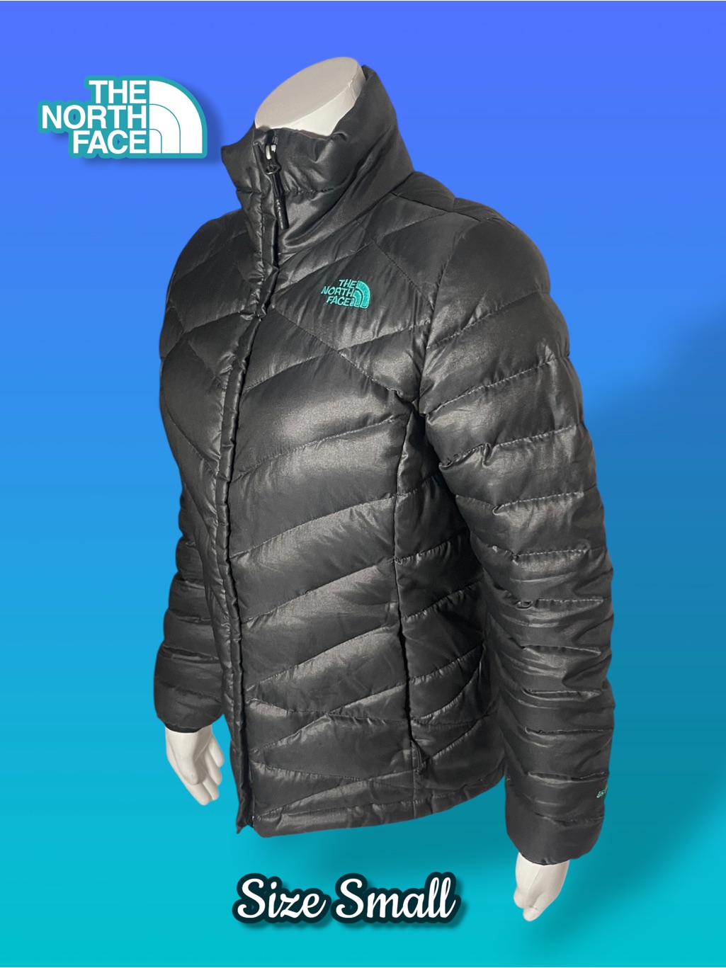 The North Face Women's Aconcagua 550 Charcoal Gray/Teal Down Jacket Size Small